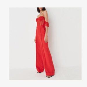 Extra Long Tall Red Wide Leg High Waisted Pants